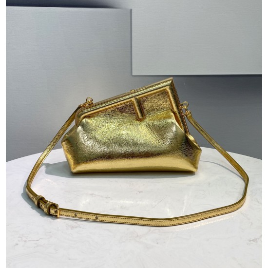 Fendi First Small Gold laminated leather bag   Height: 18 cm Depth: 9.5 cm Width: 26 cm