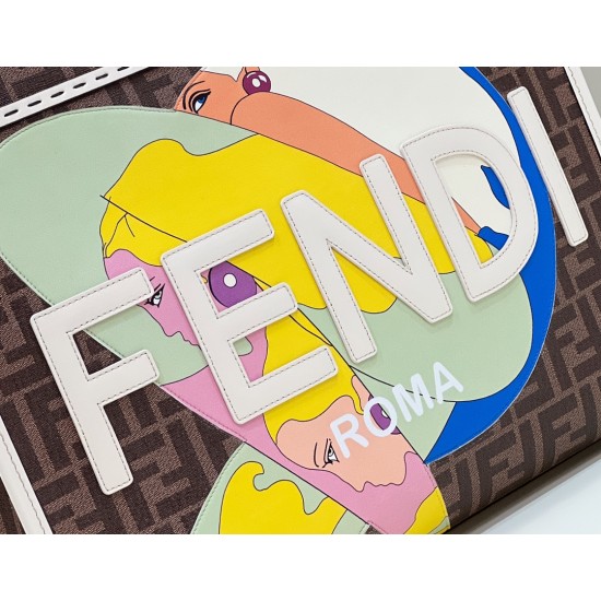 Fendi Sunshine Medium FF glazed fabric shopper with inlay  Height: 31 cm Depth: 17 cm Width: 35 cm