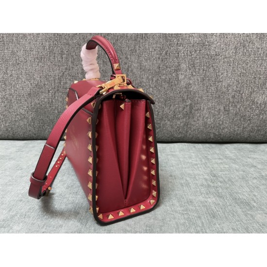 Valentino grain calf leather handbag size: 22x 17 x 9cm