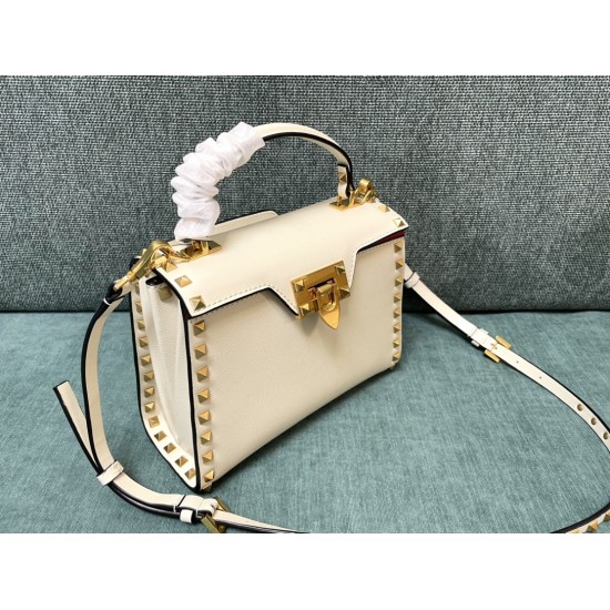 [Valentino grain calf leather handbag Size: 22x 17 x 9cm