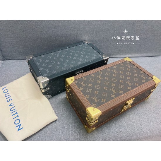 Louis Vuitton watch box is made of classic Monography canvas.