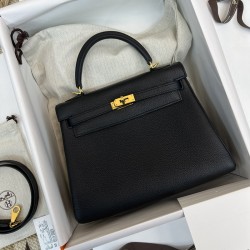 Hermès Top Replica Kylie Inside Seam Black Gold Buckle