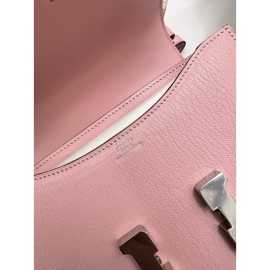 Hermès Top Replica Constance Cherry Blossom Pink Silver Buckle