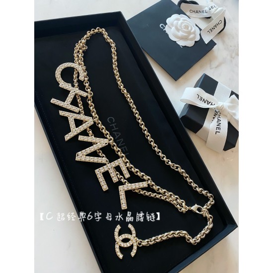 CHANEL NECKLACES Classic 6 Alphabet Crystal waist chain