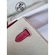 Hermès Top Replica Kelly 25 EPSOM 10 MilkShake White Spell 8W Lipstick Powder Double Color Thread Stitching