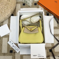 Hermès Top Replica Lindy Chick Yellow Inside Spell Cream iMPORTED Leather All Handmade