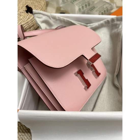 Hermès Top Replica Constance Cherry Blossom Pink Lizard Buckle