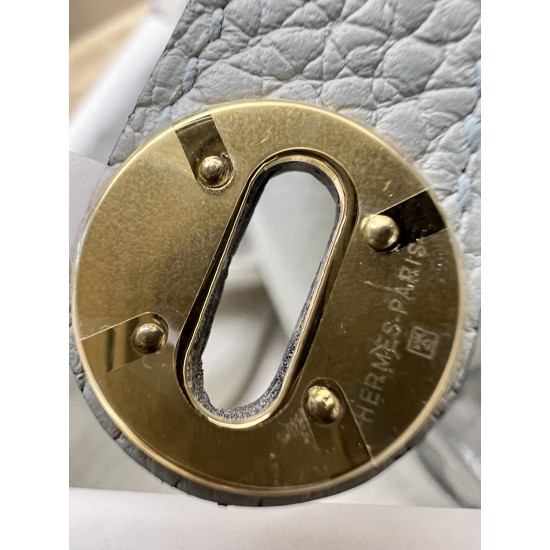 Hermès Top Replica Lindy Chalice Blue Gold Buckle Imported Leather Handmade Copper Nail Handmade