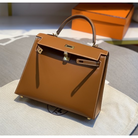 Hermès Kelly25 Box leather golden brown