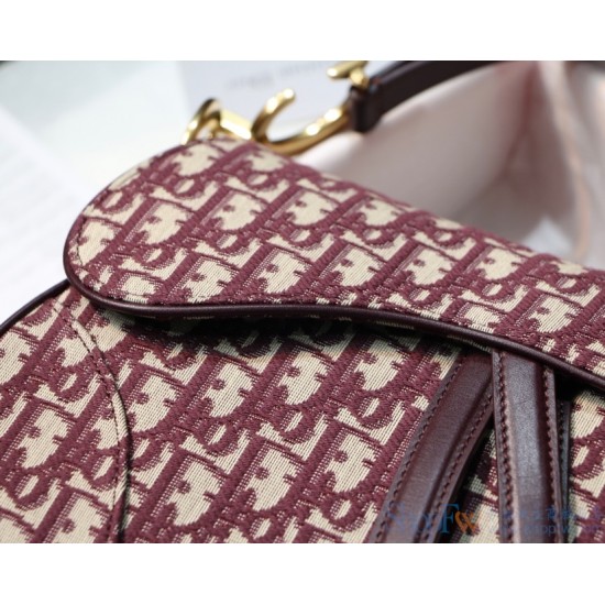 Dior Top Replica Bags Burgundy Jacquard Oblique Print