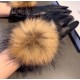 CHANEL FOX FUR BALL Sheepskin Gloves Mobile Phone Touch Screen
