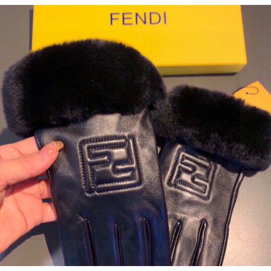 Fendi Lazy Rabbit Fur Sheepskin Gloves Mobile Phone Touch Screen