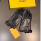 Fendi Fall and Winter Sheepskin Embroidry Cell Phone Touch Screen Gloves