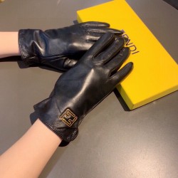 Fendi Fall and Winter Sheepskin Embroidry Cell Phone Touch Screen Gloves