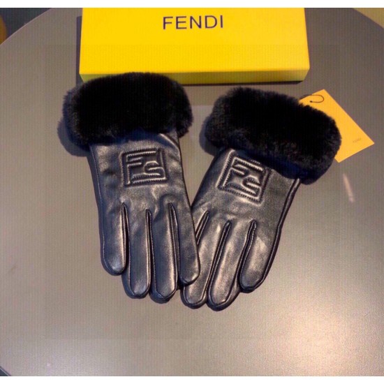 Fendi Lazy Rabbit Fur Sheepskin Gloves Mobile Phone Touch Screen