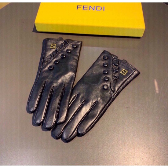 Fendi Autumn and Winter Sheepskin Cell Phone Touch Screen Gloves