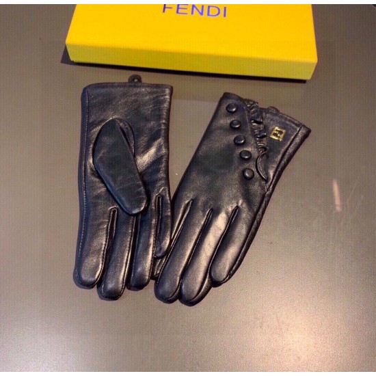 Fendi Autumn and Winter Sheepskin Cell Phone Touch Screen Gloves