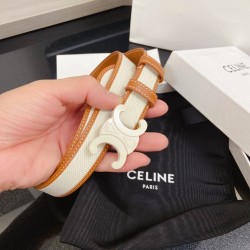 Celine Woven Fabric with Cowhide Series, with Colorful Triumphal Arch Width 2.5cm Full Set of Packaging