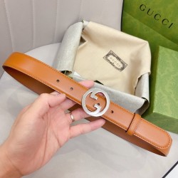 Gucci WOMEN's New Double-SIDED Imported Cowhide Width 3.0cm Full Set of Packaging