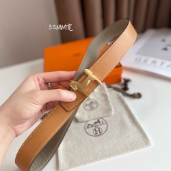Hermes Top Quality Lychee Grain Calfskin Leather Belt Width 3.2cm Belt Body Available on Both Sides Full Set of Packaging
