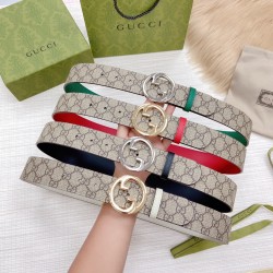 Gucci New Double G Apricot Print, Colorful Cowhide Bottom Bott Width 3.8cm Full Set of Packaging