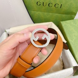 Gucci WOMEN's New Double-SIDED Imported Cowhide Width 3.0cm Full Set of Packaging