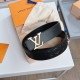 LV New Double-Sided FIRST LAYER COWHIDE, Full Letter Three-Dimensional Embossed Width 3.5cm Men and WOMEN WIETH The SAME MODEL FULL SET of Packaging