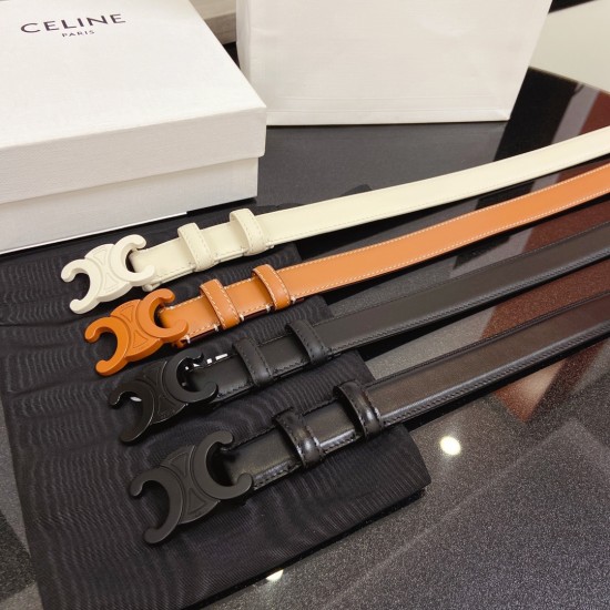 Celine Double-Sided Imported Plain Cowhide Width 2.5cm Full Set of Packaging