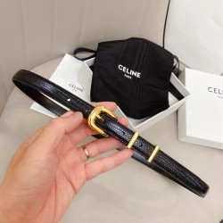 Celine New Lizard Pattern Imported Cowhide Embossed Lizard Skin Pattern, Width 1.8cm (Thin Belt) Full Set of Packaging