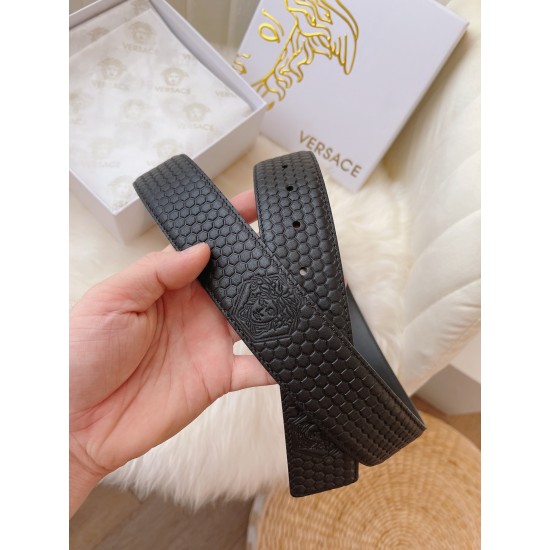 Versace Classic Models Double-Sided Imported Cowhide Belt Width 4.0cm!