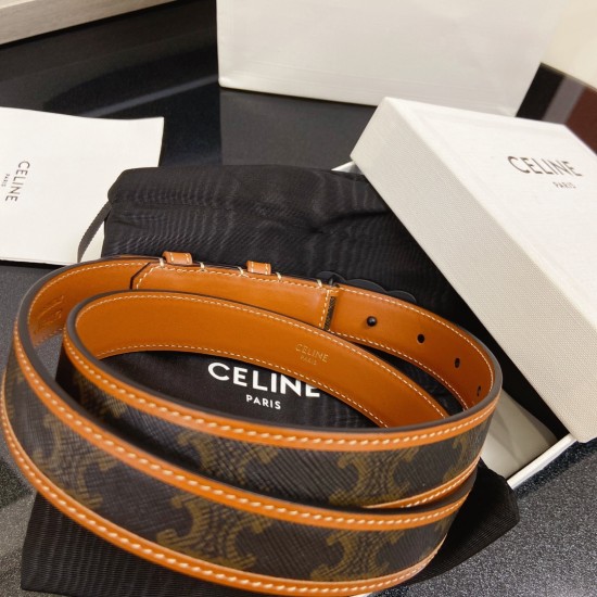 Celine Woven Fabric with Cowhide Series, with Colorful Triumphal Arch Width 2.5cm Full Set of Packaging