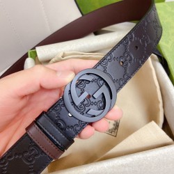 Gucci Classic Double G Leather Embossed Models with A Width of 3.7cm Full Set of Packaging