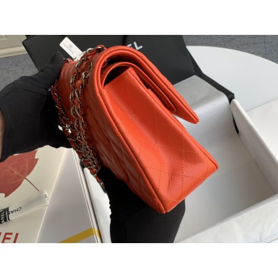  CHANEL FLAP BAG CAVIAR LEATHER  Size:25CM