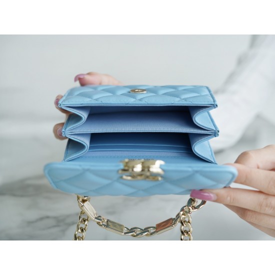 CHANEL enamel buckle handheld mini coin purse Size: 9.5*13*6CM