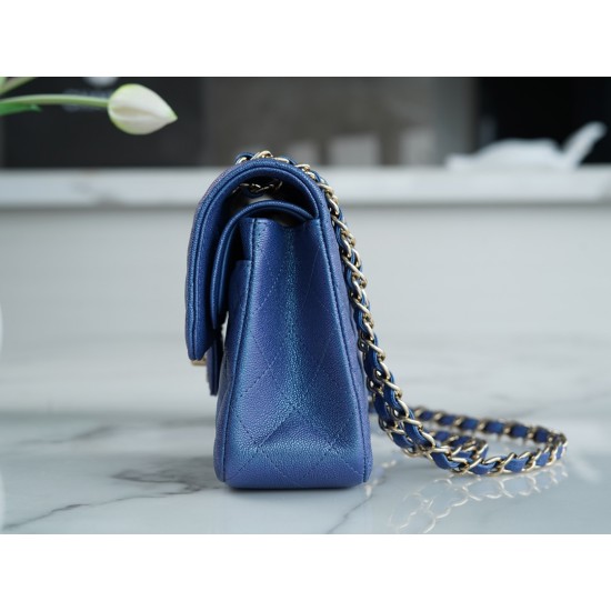 CHANEL CLASSIC FLAP BAG Pearlescent Blue Size:23CM