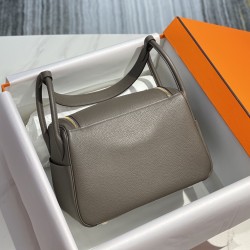 Hermes Lindy 30cm Tinware Grey Hand Stitched