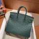 Hermes Birkin 25CM Ostrich leather hand stitched with beeswax thread 