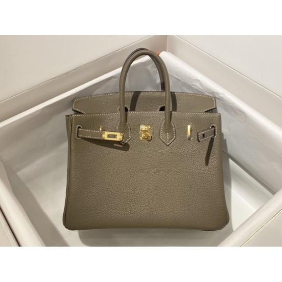 Hermes Birkin 25CM elephant grey togo leather hand stitched with beeswax thread 