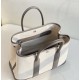 Hermes Garden Party 30cm Pewter grey/canvas Motorcycle stitching