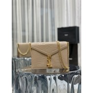 YSL CASSANDRA MEDIUM CHAIN BAG IN GRAIN DE POUDRE EMBOSSED LEATHER Size:22 X 16,5 X 5,5 CM