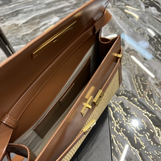 YSL MANHATTAN SHOULDER BAG IN BOX SAINT LAURENT LEATHER Size:29 X 20 X 7.5 CM