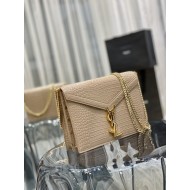 YSL CASSANDRA MEDIUM CHAIN BAG IN GRAIN DE POUDRE EMBOSSED LEATHER Size:22 X 16,5 X 5,5 CM