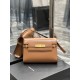 YSL MANHATTAN 24CM SMALL SHOULDER BAG IN SILK SATIN AND LEATHER