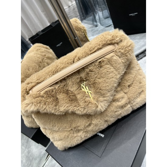 YSL PUFFER Rabbit hair BAG  Size: 35 X 23 X 13,5 CM