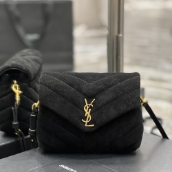 YSL LOULOU 20CM MINI TOY STRAP BAG IN QUILTED 