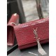 YSL KATE SMALL CHAIN BAG WITH TASSEL IN CROCODILE-EMBOSSED SHINY LEATHER SIZE:24x14.5x5cm