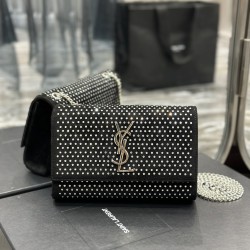 YSL KATE SMALL CHAIN BAG IN VELVET AND RHINESTONES Size: 20 X 12,5 X 5 CM