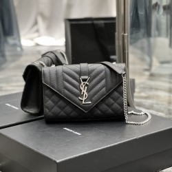YSL Envelope Bag Grained Embossed Quilted Size: 21x13x6cm