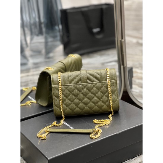 YSL Envelope Bag Grained Embossed Quilted Size:  21x13x6cm