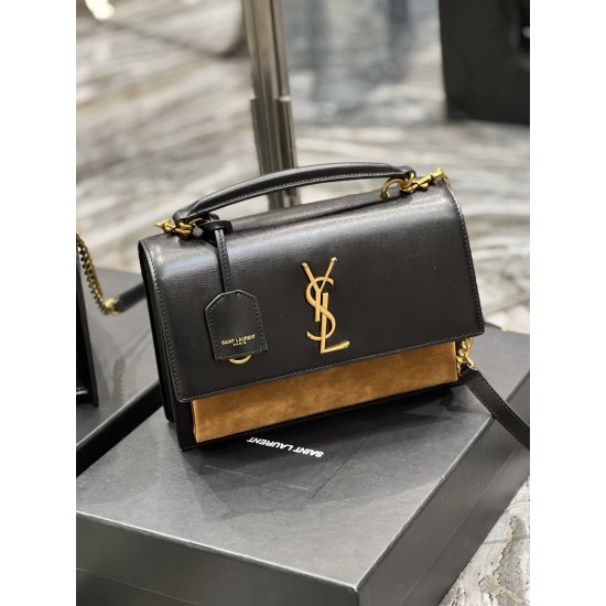 YSL SUNSET MEDIUM TOP HANDLE IN SMOOTH LEATHER SIZE: 25X18X5CM